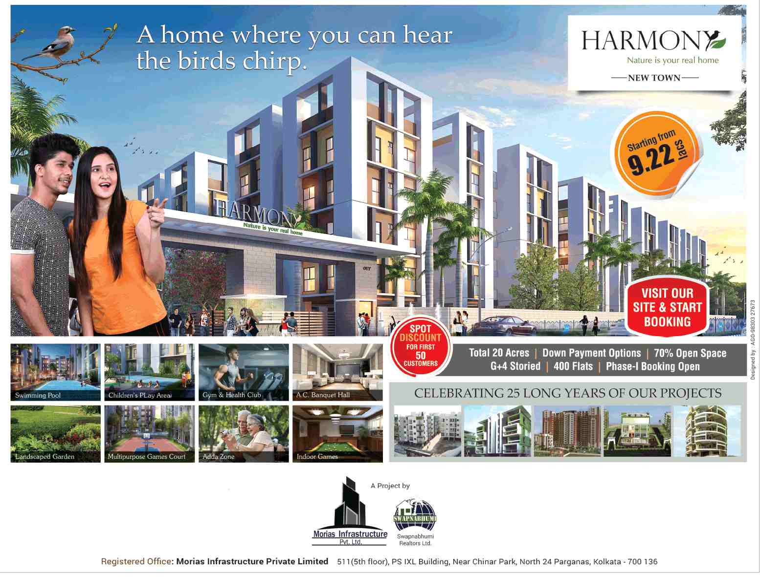 Reside in homes where you can hear the birds chirping at Morias Harmony in Kolkata